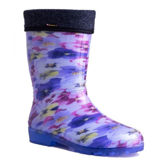 Dámské zateplené holínky DEMAR Rainny Lux Print 0546 D fialka